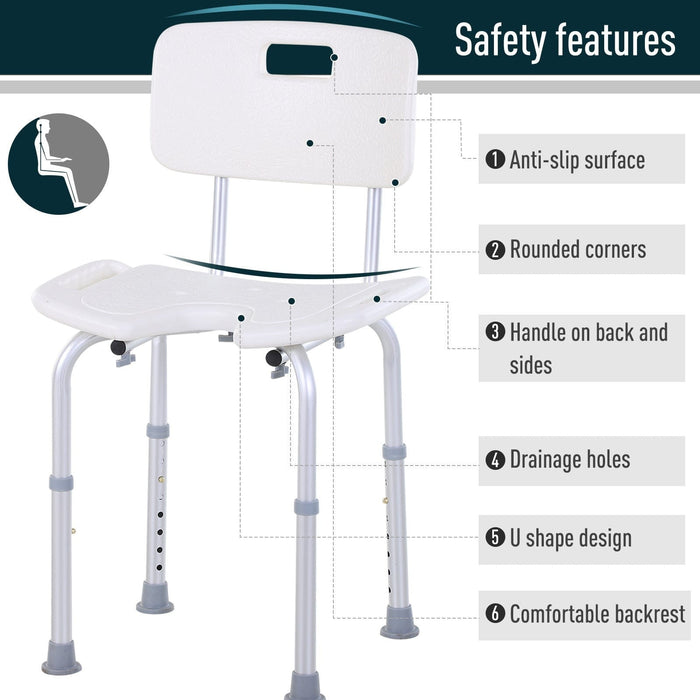 Shower Seat With Legs, Non Slip Feet, Adjustable Legs