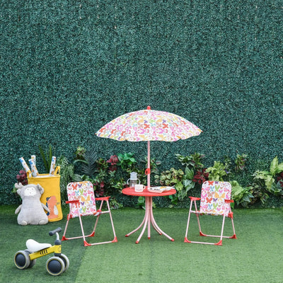 Kids Colour Stripes Picnic Set with Parasol Outsunny