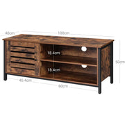 Vasagle Industrial TV Stand for 50 Inch TVs - features two open shelves and a storage cupboard on the left handside
