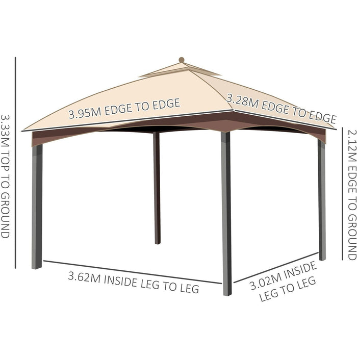 Gazebo For Patio, Double Tier Roof, Netting & Curtains, 4x3