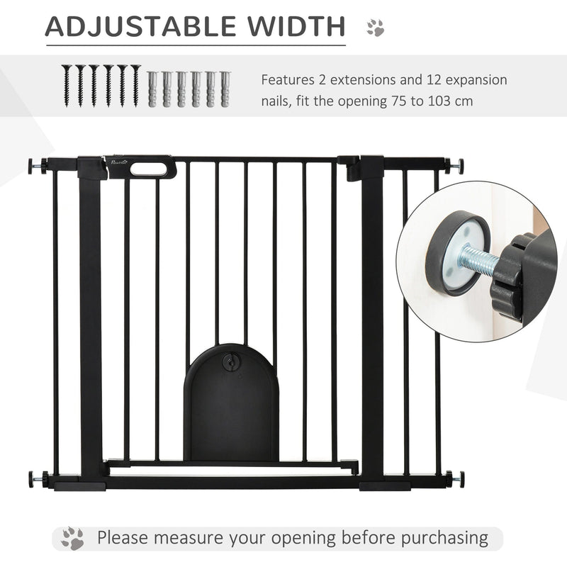 Extra Wide Pet Safety Gate, Black, 75-103cm
