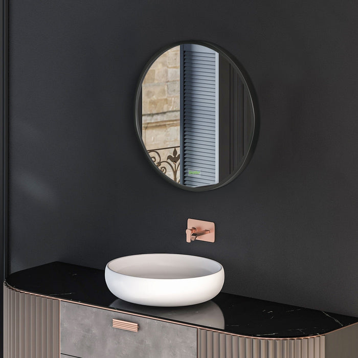 Black Round Wall-Mounted Bathroom Mirror - 40x40 cm