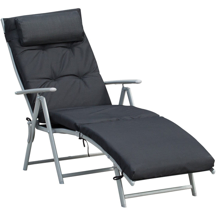 Patio Texteline Sun Lounger, Foldable, Pillow, Cushion