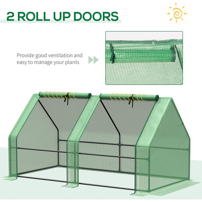 Mini Greenhouse, Steel Frame, PE Cover, 180x90x90 cm
