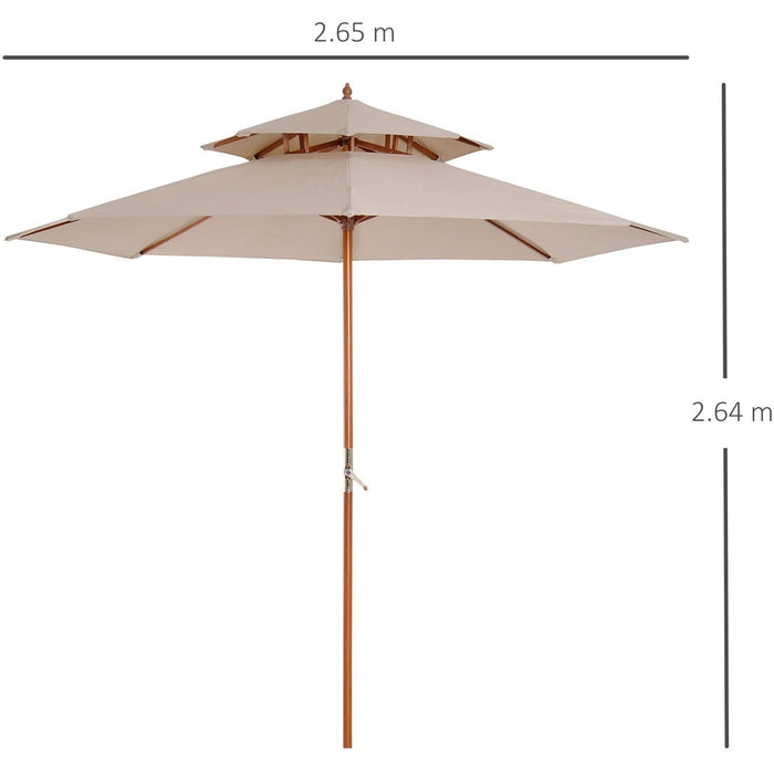 Large Outdoor Umbrella, 2.7m, 2 Tier