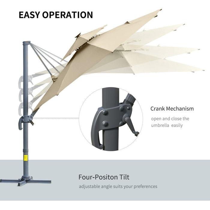 3m Cantilever Parasol With Solar Lights, Power Bank