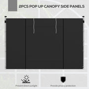 Outsunny Gazebo Side Panels, 2 Pack Sides Replacement, for 3x3(m) or 3x6m Pop Up Gazebo, with Windows and Doors, Black Outsunny