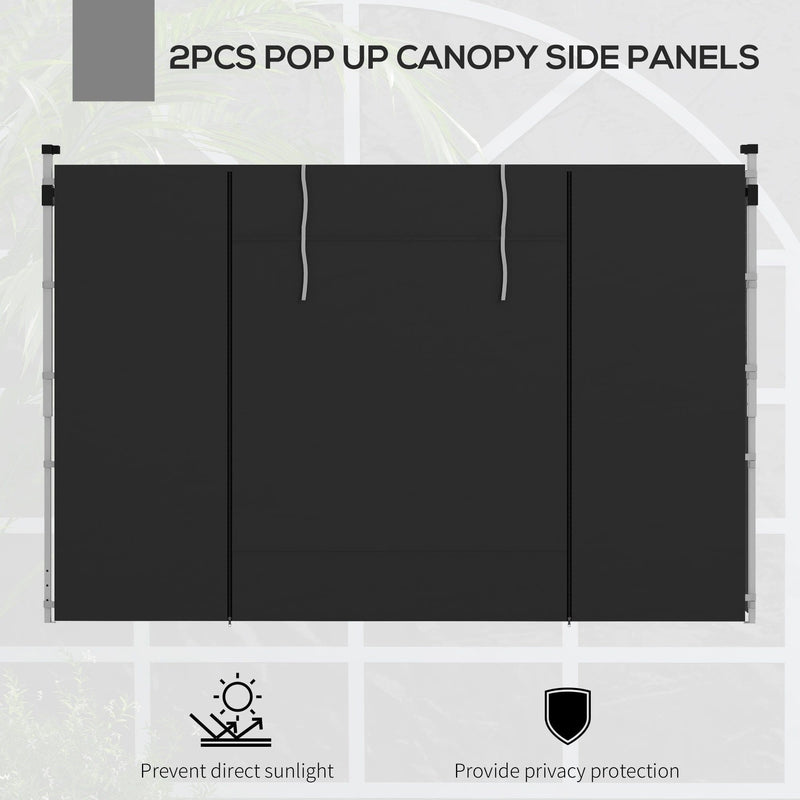 Outsunny Gazebo Side Panels, 2 Pack Sides Replacement, for 3x3(m) or 3x6m Pop Up Gazebo, with Windows and Doors, Black Outsunny