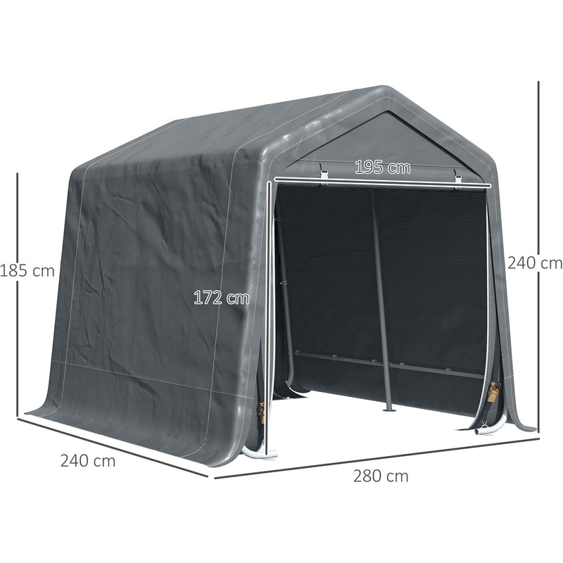 Heavy Duty Garden Storage Tent - 2.8 x 2.4 x 2.4m, Dark Grey