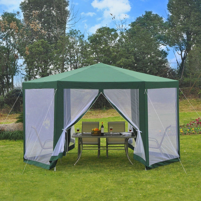 Hexagonal Gazebo With Mesh Sides, 4x4m