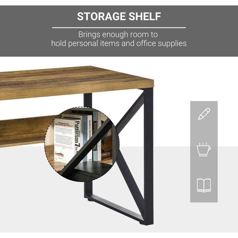 Home Office Desk, Shelf, Computer Table, Black/Brown