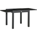 Extending Garden Table - Sturdy Aluminium Frame and Tempered Glass Tabletop, 80/160 x 80 x 75 cm, Black Outsunny