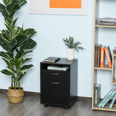 Black 60cm Storage Cabinet on Wheels Homcom