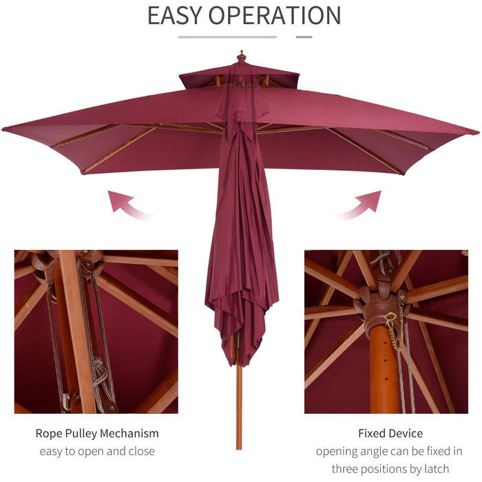 3m Patio Parasol Umbrella, Wine Red