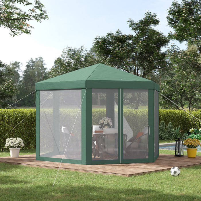 Hexagonal Gazebo With Mesh Sides, 4x4m