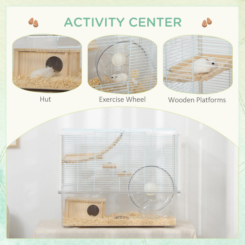 Hamster Cage with Wooden Ramp, Exercise Wheel