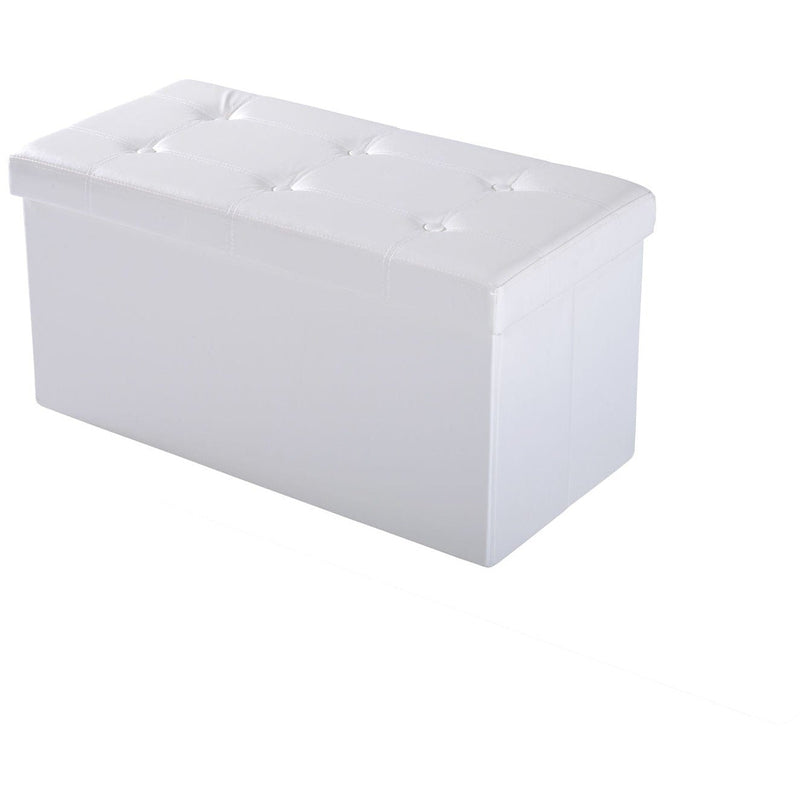 Faux Leather Storage Ottoman With Button Tufted Lid