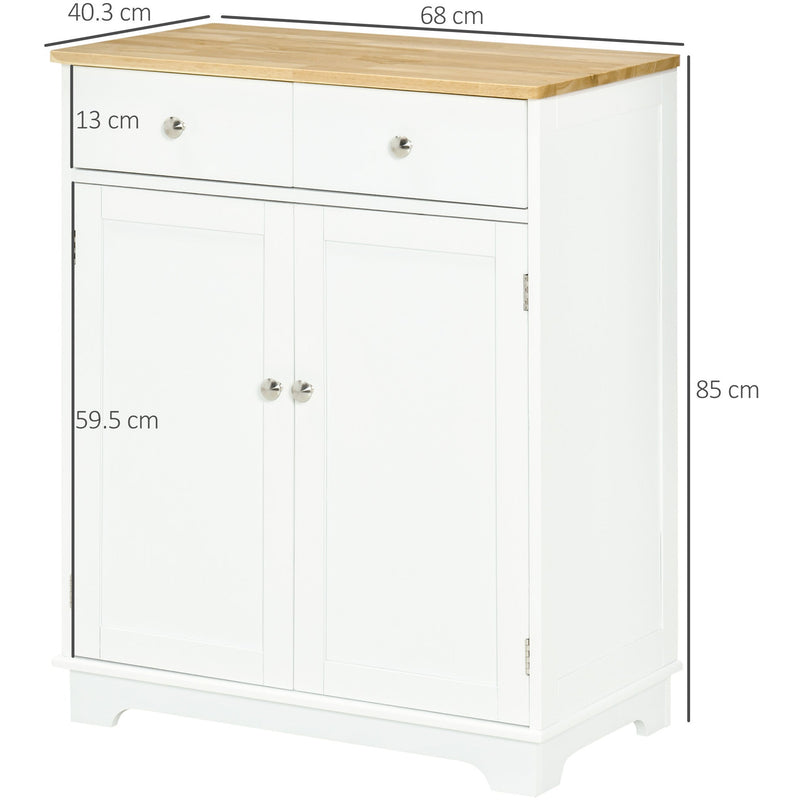 Freestanding Kitchen Cabinet, Rubber Wood Top