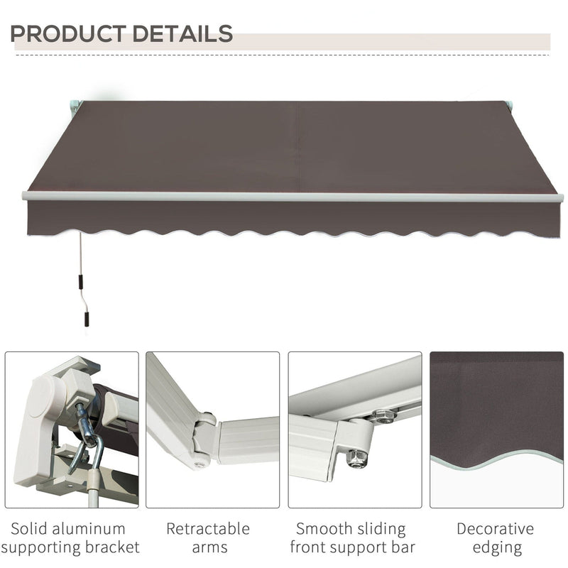 Awning For Patio - Manual Hand Crank 3 x 2m Aluminium Frame