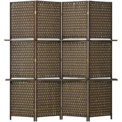 Brown 4-Panel Room Divider, 170cm Homcom