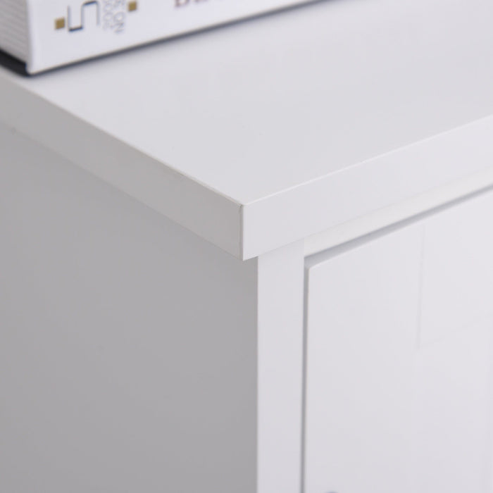 White Floor Storage Cabinet w/ Adjustable Shelves