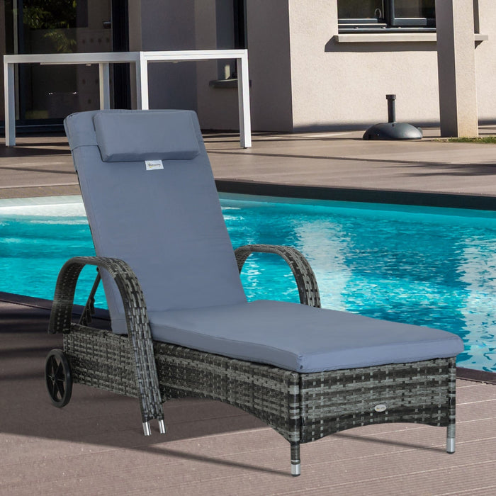 Rattan Sun Lounger With Wheels