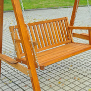 2 Seater Wooden Garden Swing Chair, Cream White Outsunny