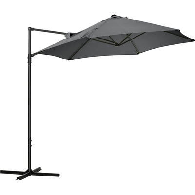 2.5M Cantilever Garden Parasol with 360° Rotation, Grey Outsunny