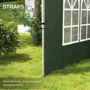 Outsunny Gazebo Side Panels, Sides Replacement with Window for 3x3(m) or 3x4m Pop Up Gazebo, 2 Pack, Green Outsunny