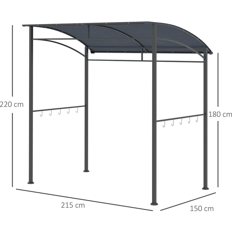BBQ Grill Gazebo, Metal Frame, Outdoor Sun Shade, 2M, Grey