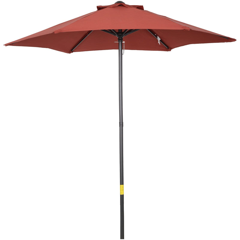 2m Outdoor Patio Parasol - Sun Shade, 6 Ribs Outsunny