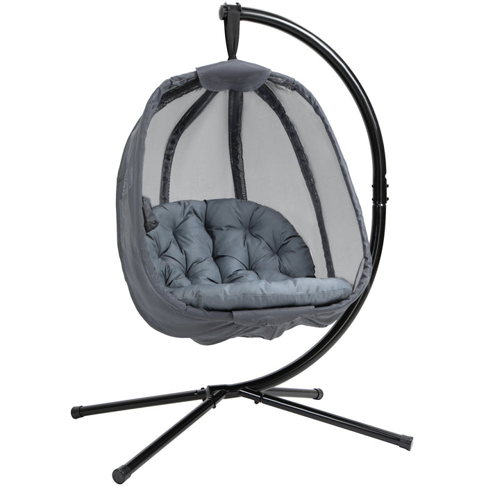 Hanging Egg Chai With Stand, Comfy Cushions, Indoor/Outdoor