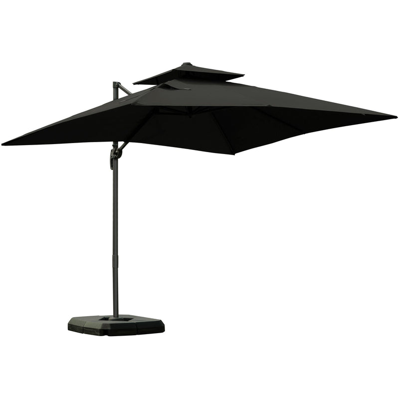 Roma 3m Square Cantilever Parasol With Base, Grey Outsunny