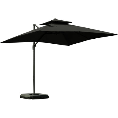Roma 3m Square Cantilever Parasol With Base, Grey Outsunny