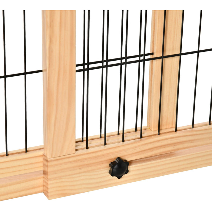 PawHut Freestanding Wooden Pet Gate - Natural