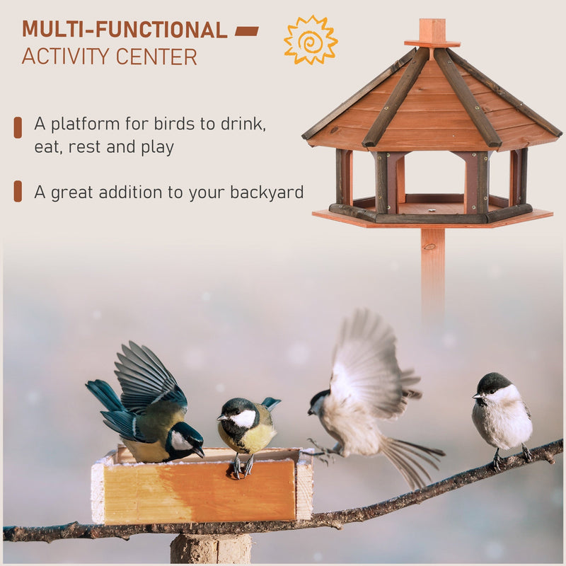 Wooden Bird Feeder Table With Water Resistant Roof, 130cm