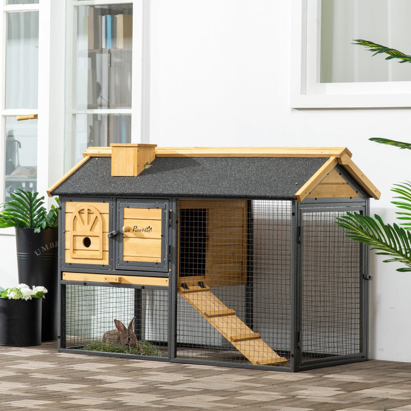Outdoor Rabbit Hutch with Run (120x55.5x80cm)