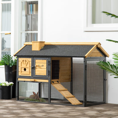 Outdoor Rabbit Hutch with Run (120x55.5x80cm) Pawhut