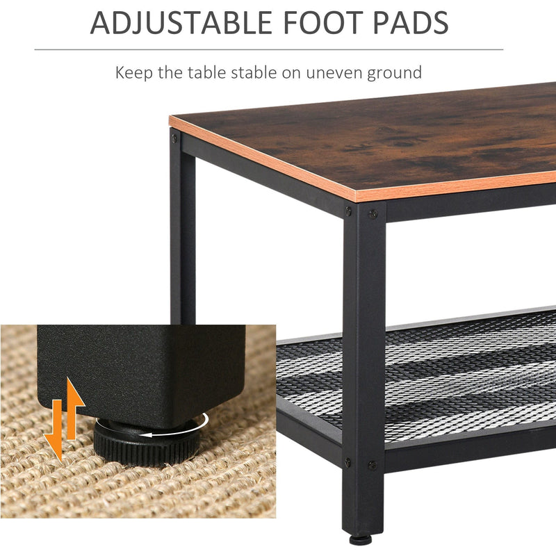 Industrial Coffee Table Storage Shelf Metal Frame