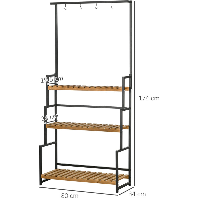 3 Tiered Plant Stand with Hanging Hooks for Indoor/Outdoor