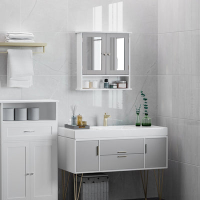 Wall Mounted Bathroom Cabinet with Mirror With Shelf Kleankin