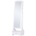 Mirrored Jewelry Cabinet, Full-Length Mirror, Flip-Over Shelf, Lock, White Homcom