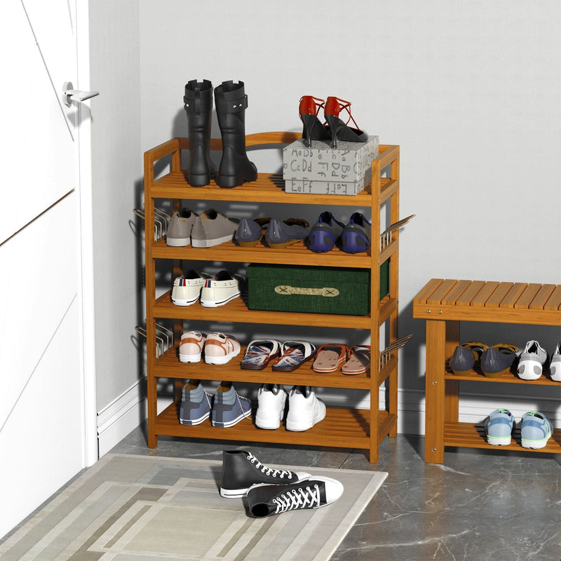 HOMCOM 5 Tier Wooden Shoe Rack