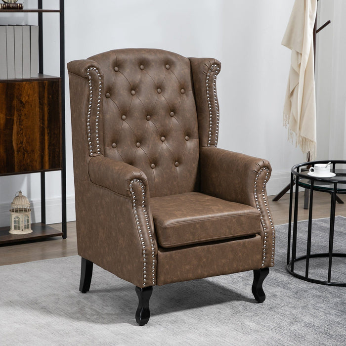 Wingback Accent Chair, Chesterfield, Brown