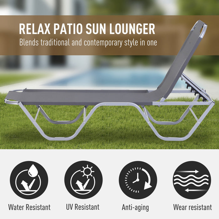 Sun Lounger Relaxer, 5-Position Backrest, Lightweight