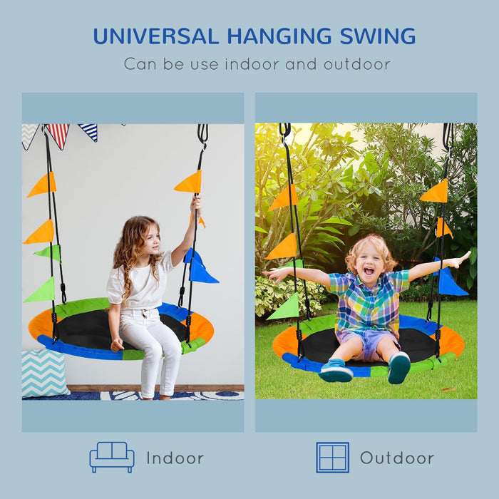 Saucer Tree Swing Set with Adjustable Rope, Steel Frame