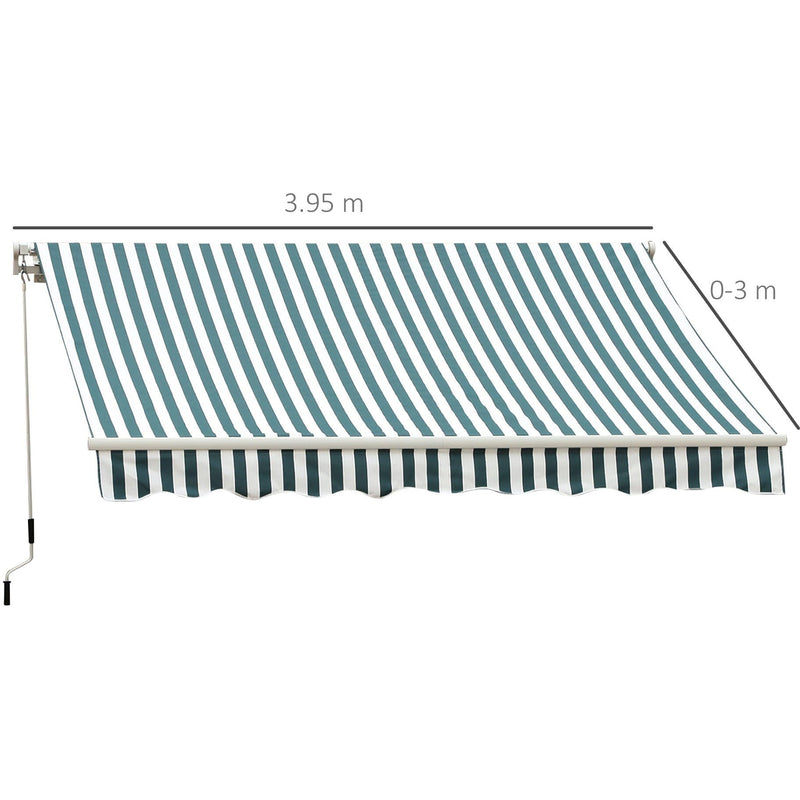 Manual Patio Awning - 4 x 3m Aluminium Retractable Sun Shade