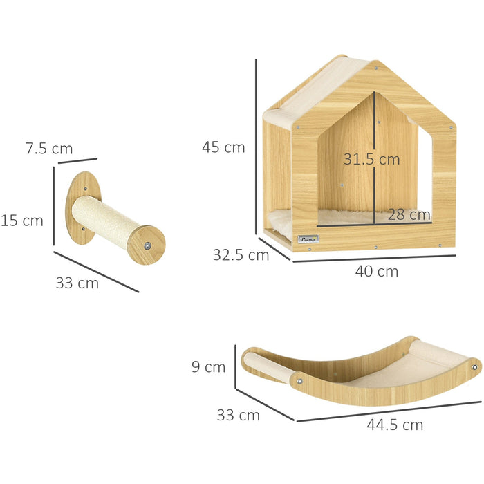 5PC Cat Climbing Set with Condo, Oak