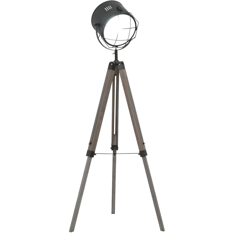 Industrial Tripod Floor Lamp, Wooden Legs