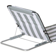 Outsunny Set of 2 Foldable Garden Beach Chair Mat Lightweight Outdoor Sun Lounger Seats Adjustable Back Metal Frame PE Fabric Head Pillow, Light Grey Outsunny
